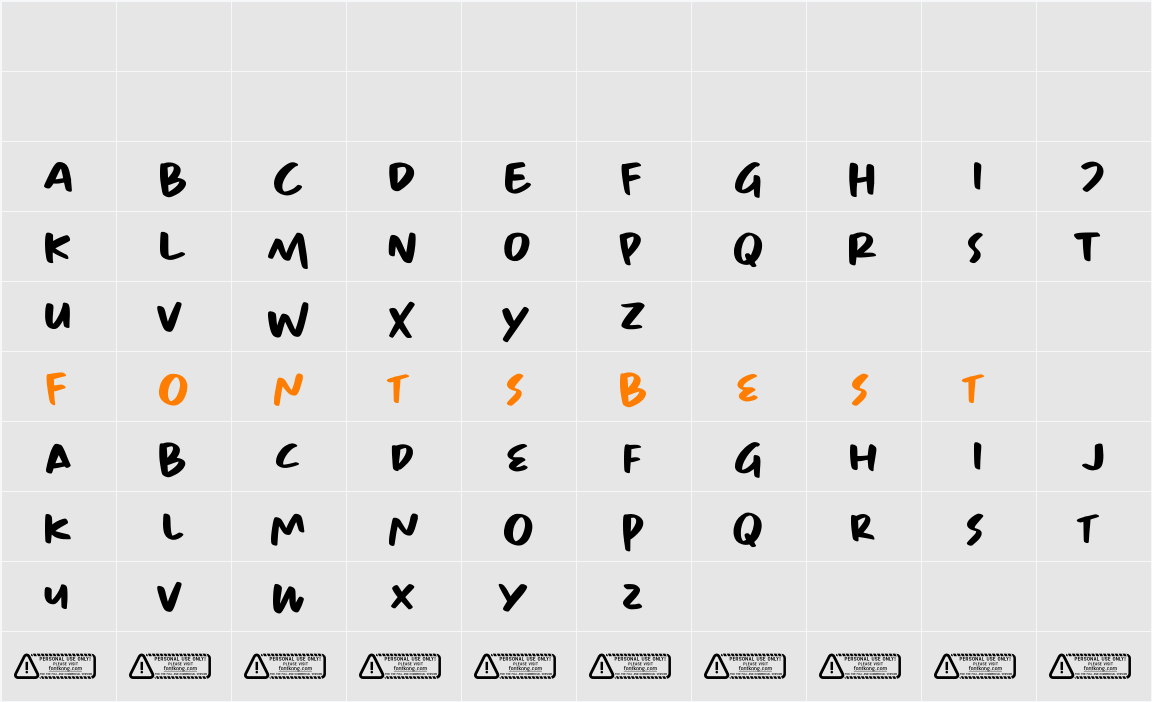 Babynote Character Map