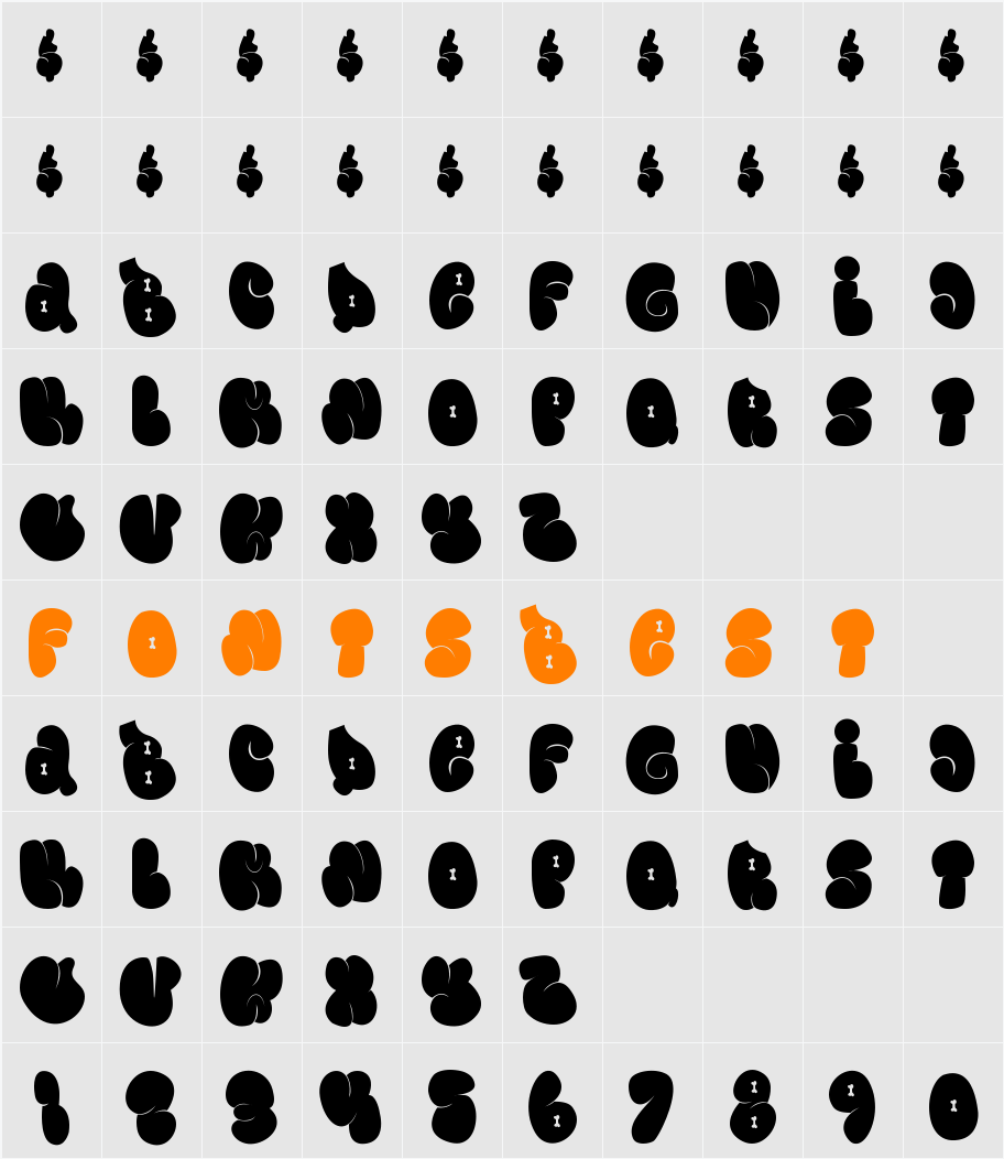 Monk Bones Character Map