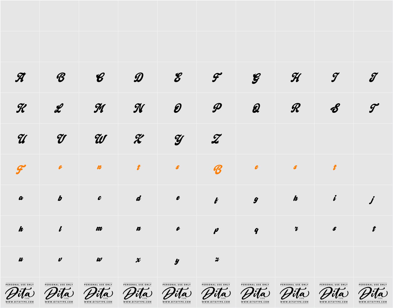 Vintagedeck Personal Use Character Map