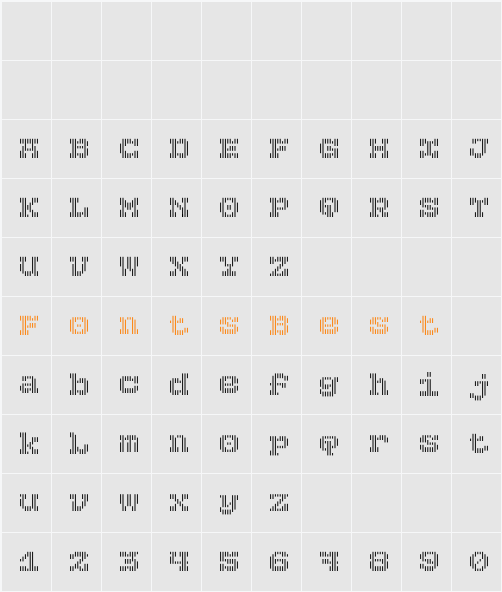 ET Artilux Vertical Character Map