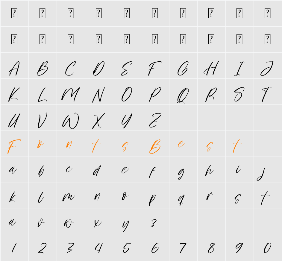 Moostnaly Character Map