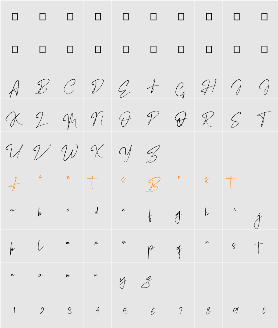 Marentta Signature Character Map