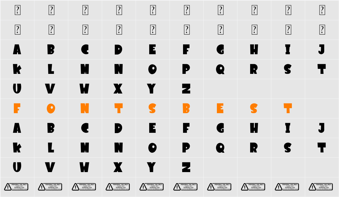 Cartoon PERSONAL USE ONLY Character Map