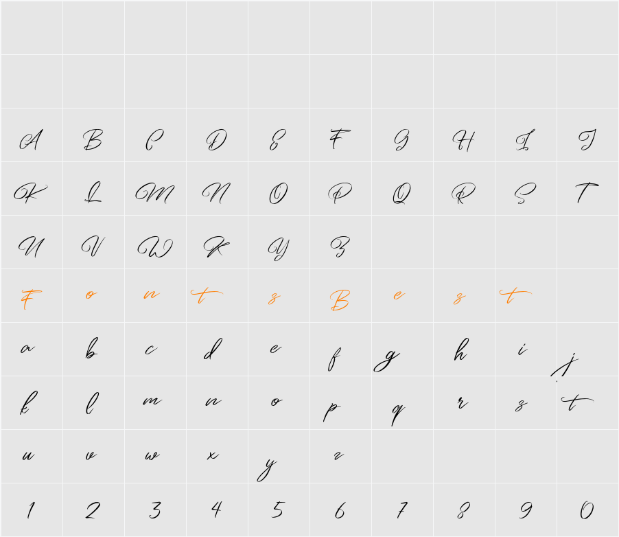 Artefellia Free Personal Use Character Map