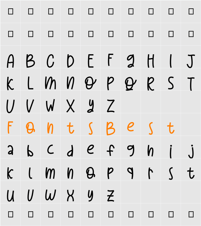 Toucan Quarter Personal Use Only Character Map