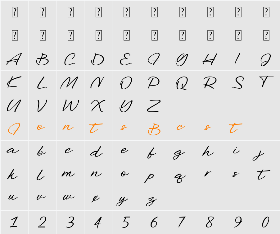 Benjamin Signature Character Map