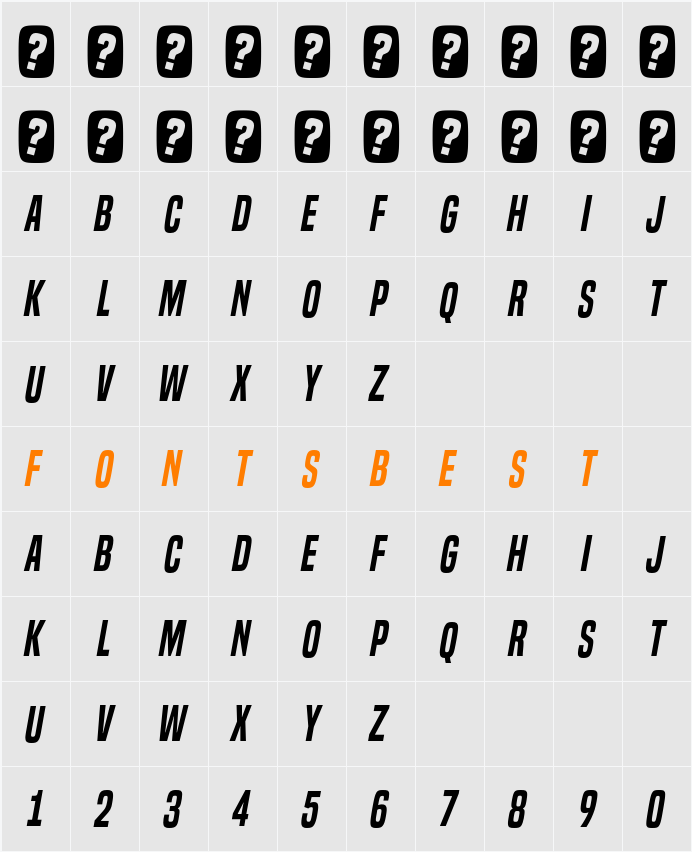 Built Titling Sb Character Map