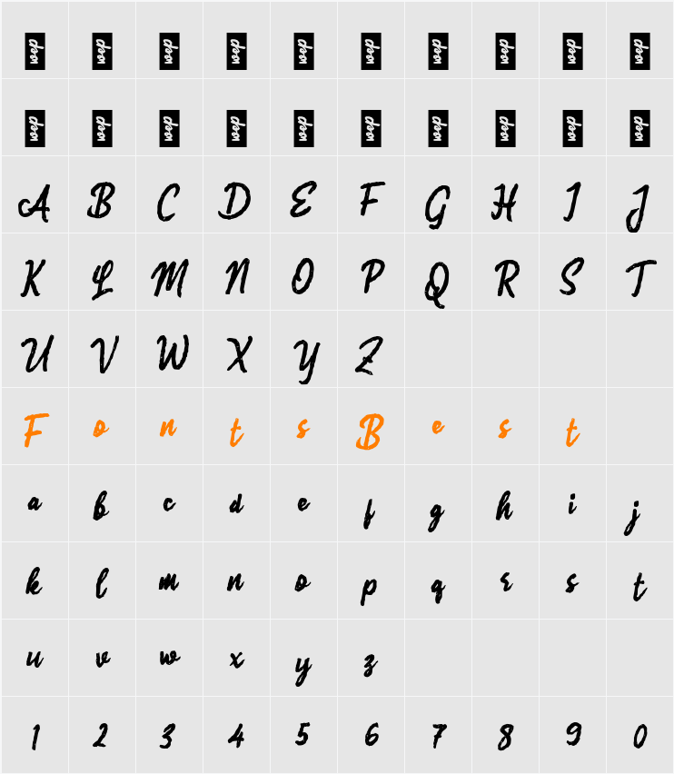 j Jeruk Character Map