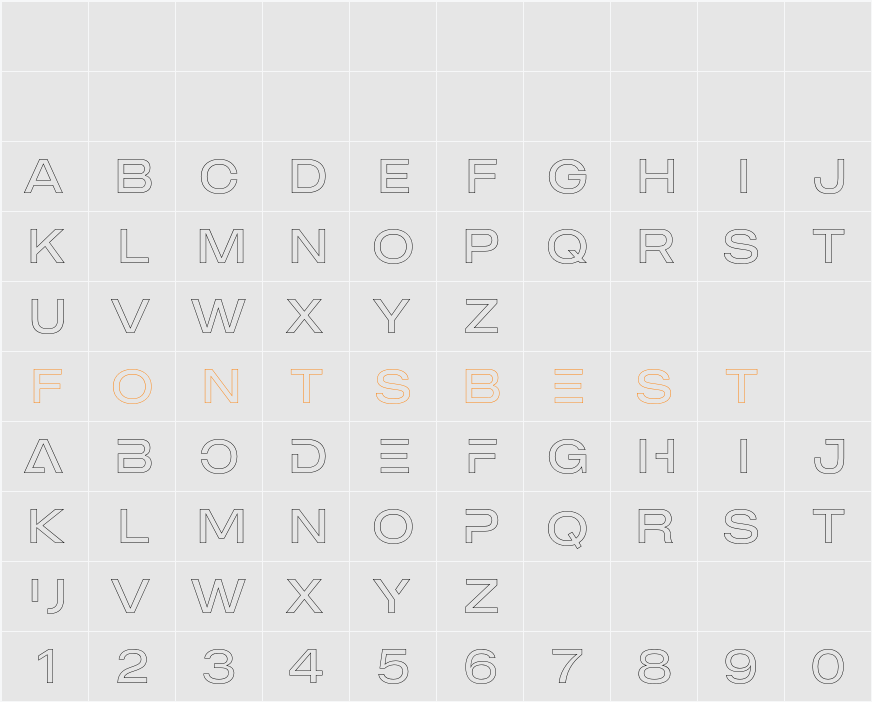 MADE Outer Sans Outline Alt Character Map