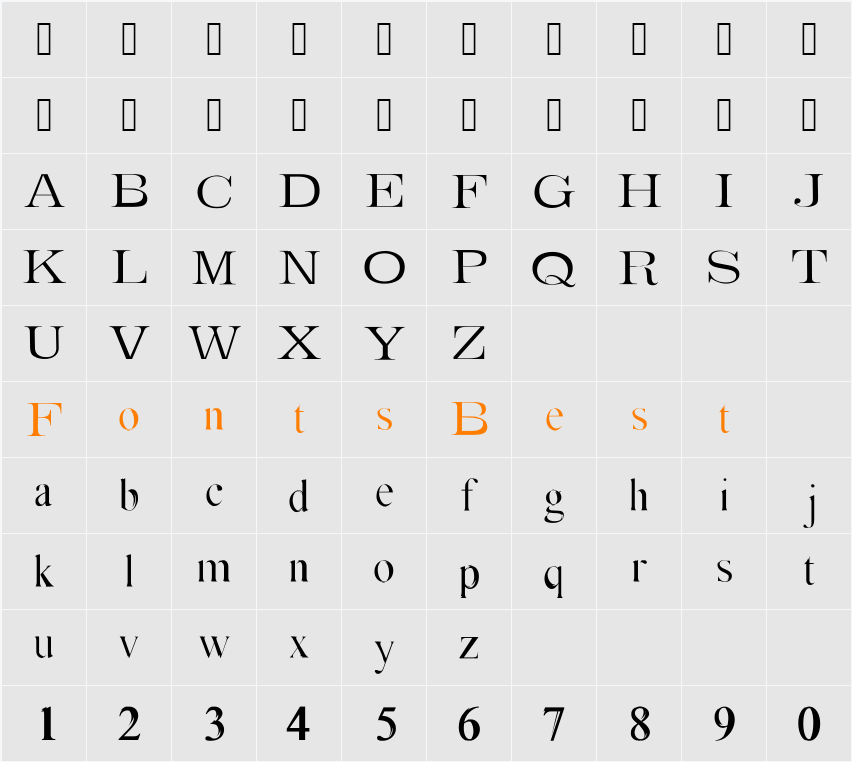 Absortile Character Map