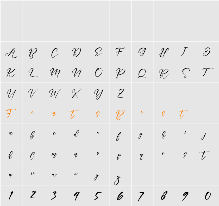 Tabernae Montana Script Character Map