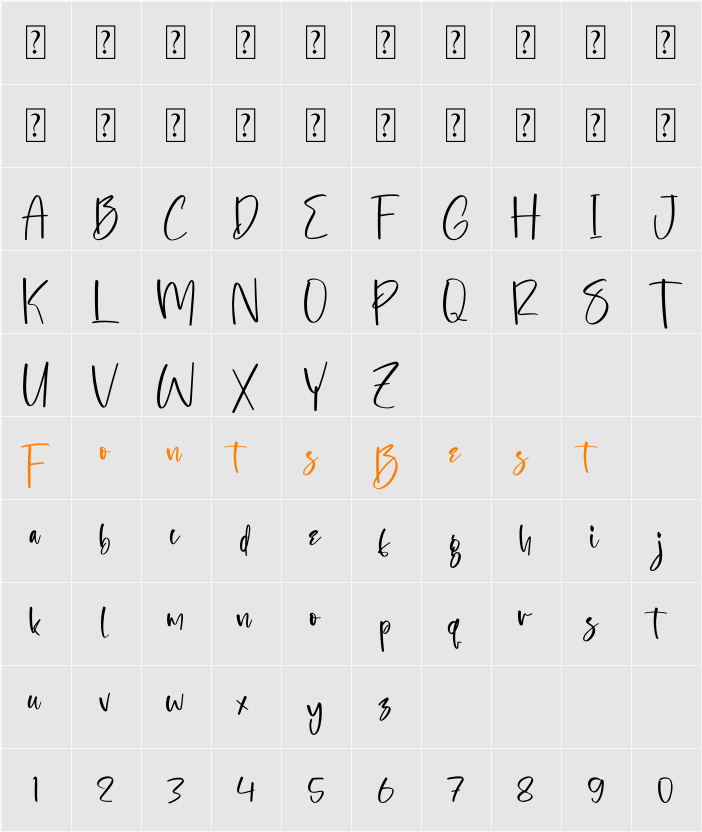 Bashttonem Character Map