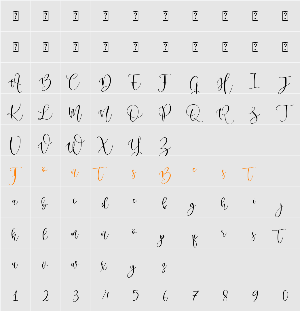 Selomitta Character Map