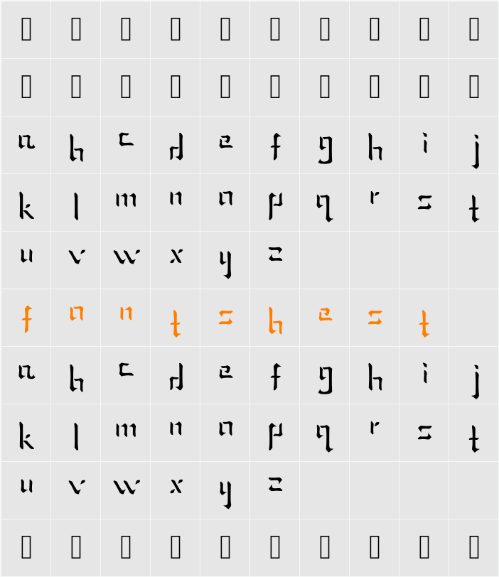 Shu Fa Character Map