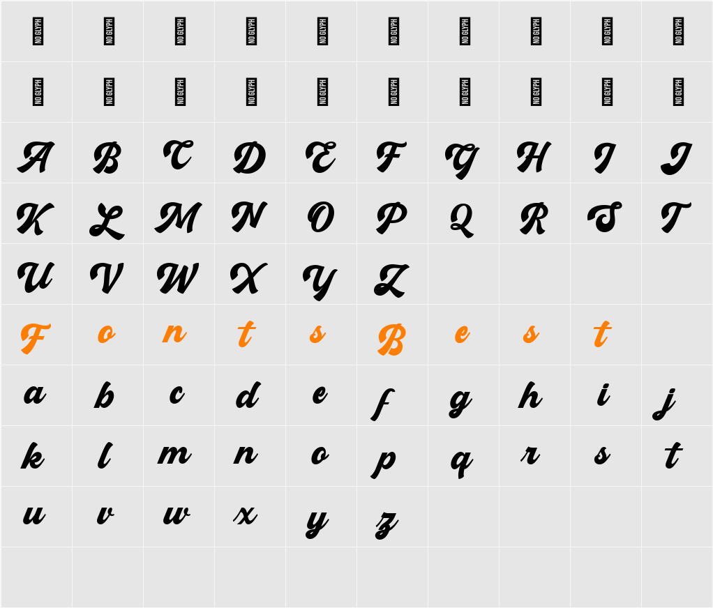 Boldmatte Personal Use Only Character Map