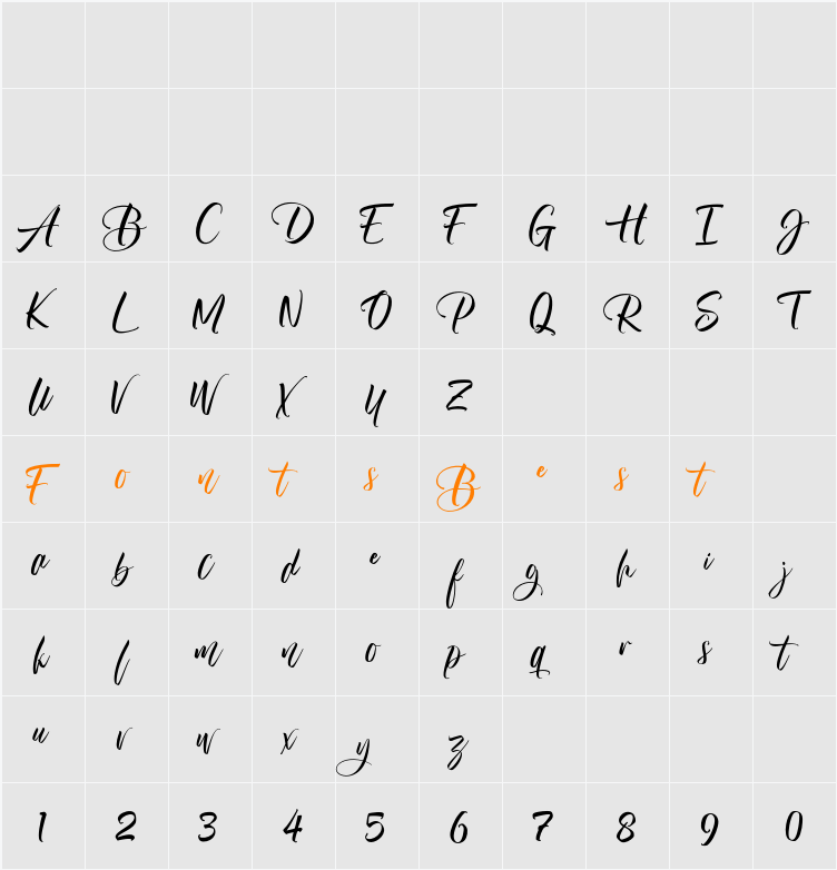 Almere Script Character Map