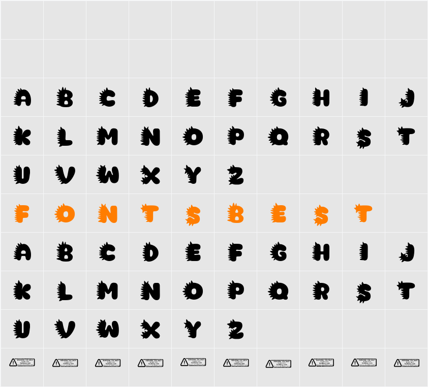 Dino Alphabet New PERSONAL USE O Character Map