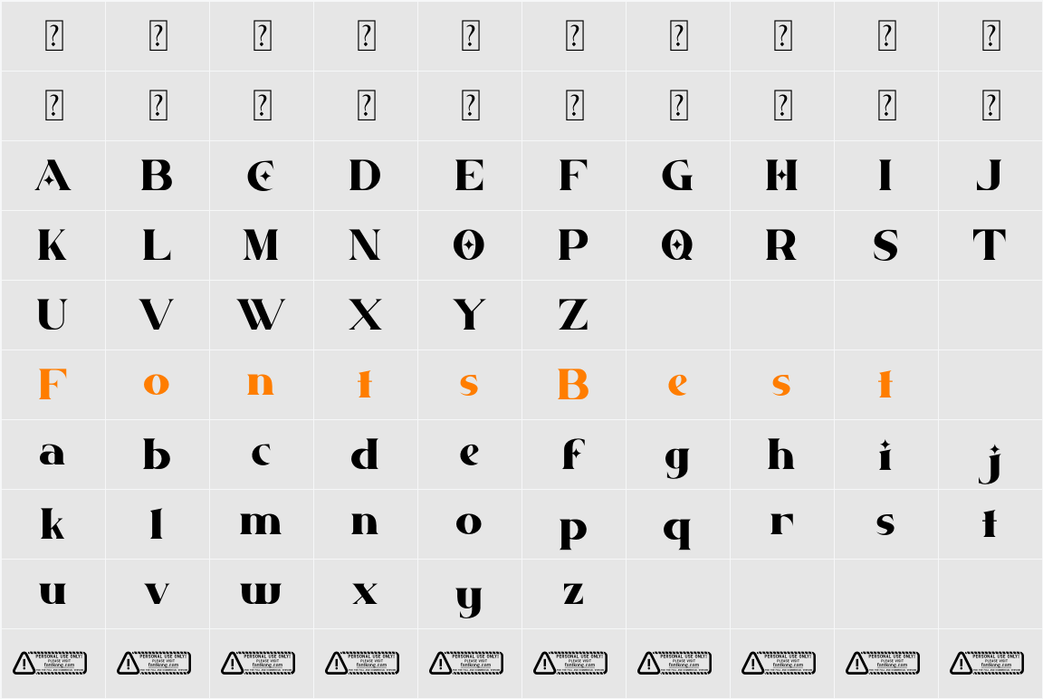 Flawless PERSONAL USE ONLY! Character Map