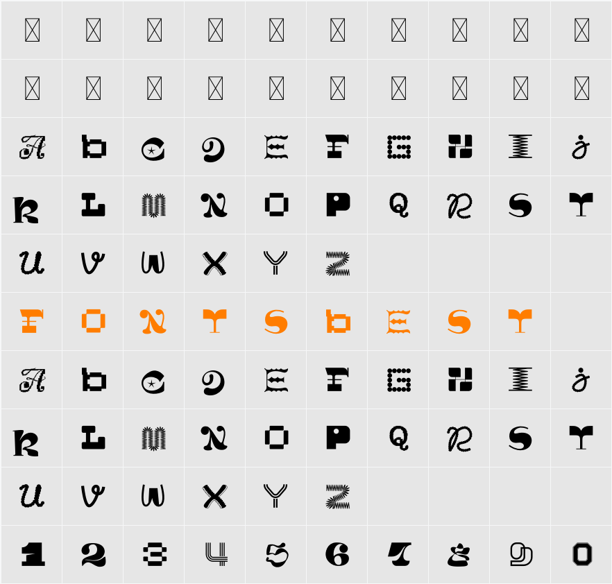 MGN Kinetic Display 7 Character Map