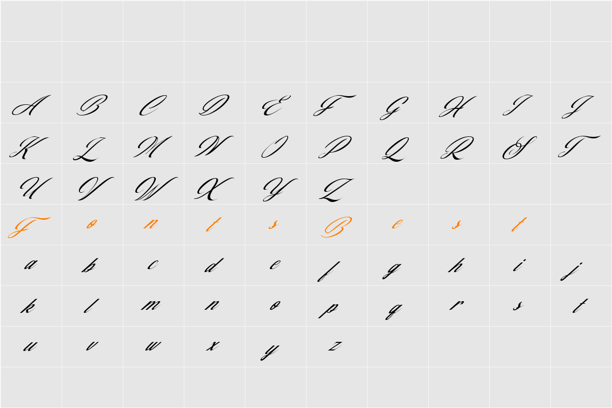 Amelina Script Character Map