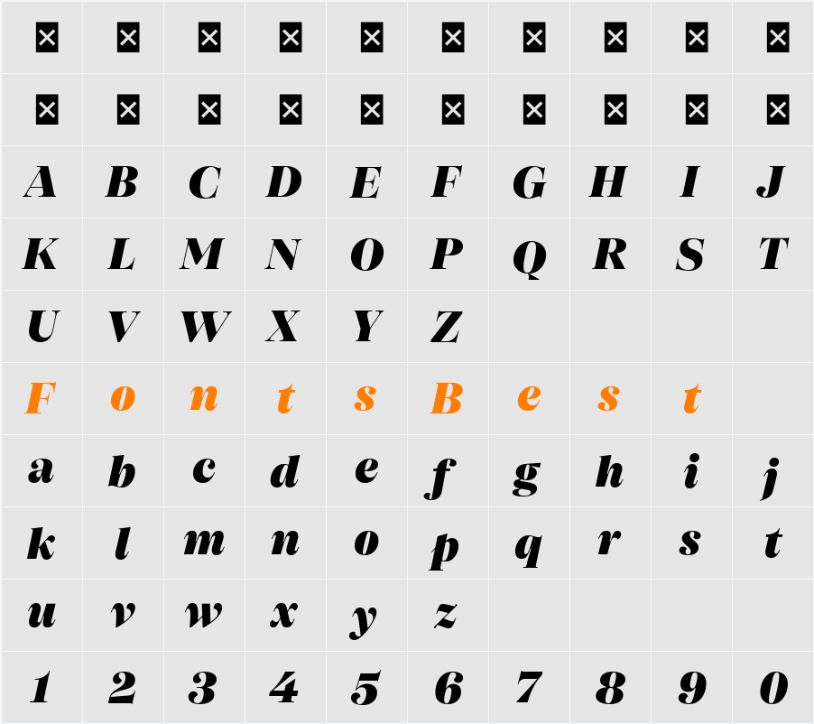SFT Schrifted Serif TRIAL D D Black Character Map