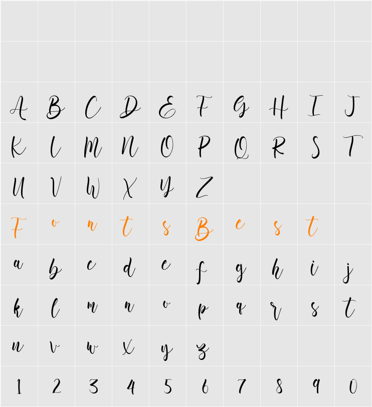 Aromi Script Character Map