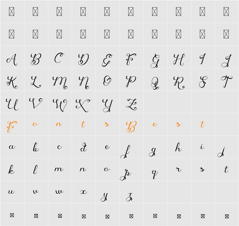 Andini Character Map