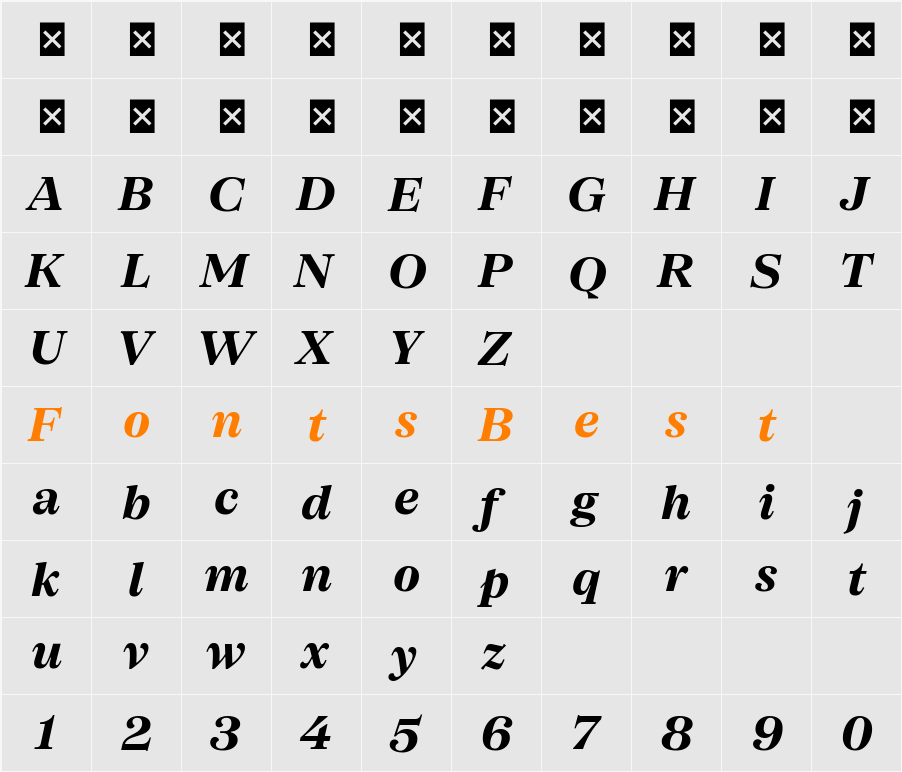 SFT Schrifted Serif TRIAL SH SH Character Map
