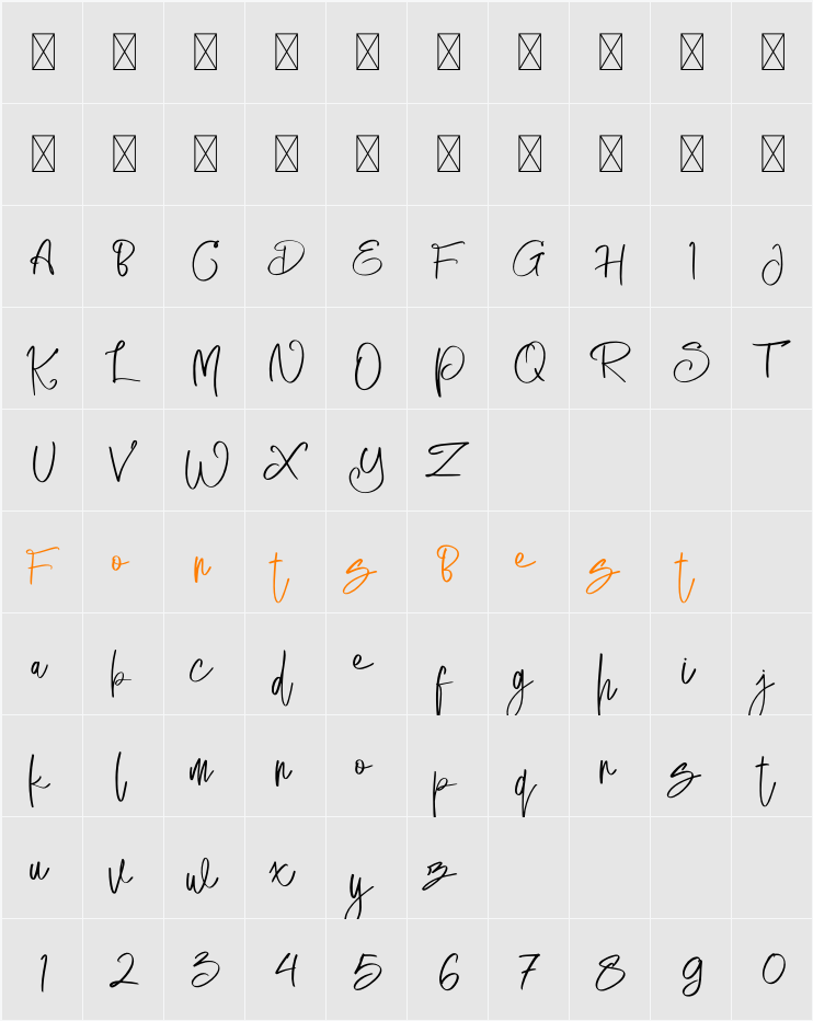 Almattine Character Map