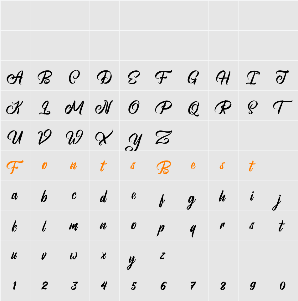 Brightsome Personal Use Character Map