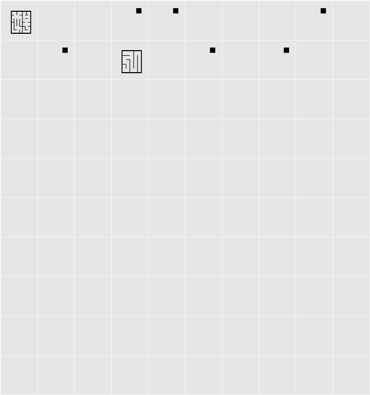 白舟角崩白文 Character Map