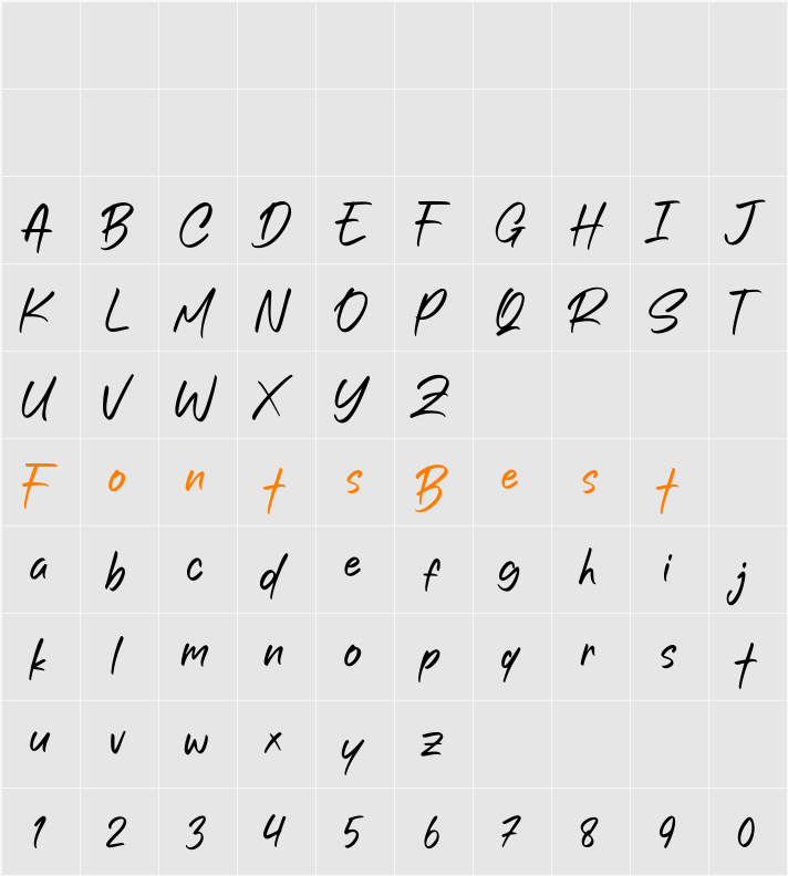 Rullent Character Map