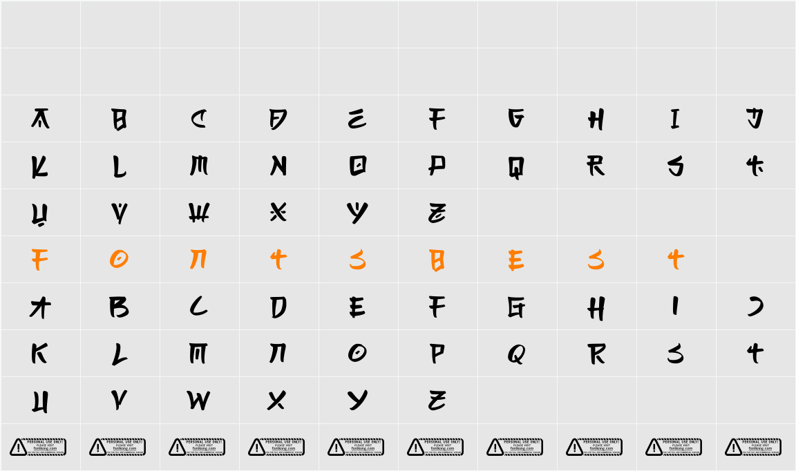 Bento Character Map