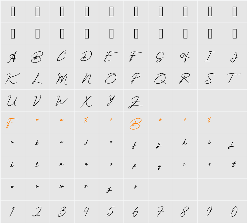 ActerumSignaturePersonalUse Character Map