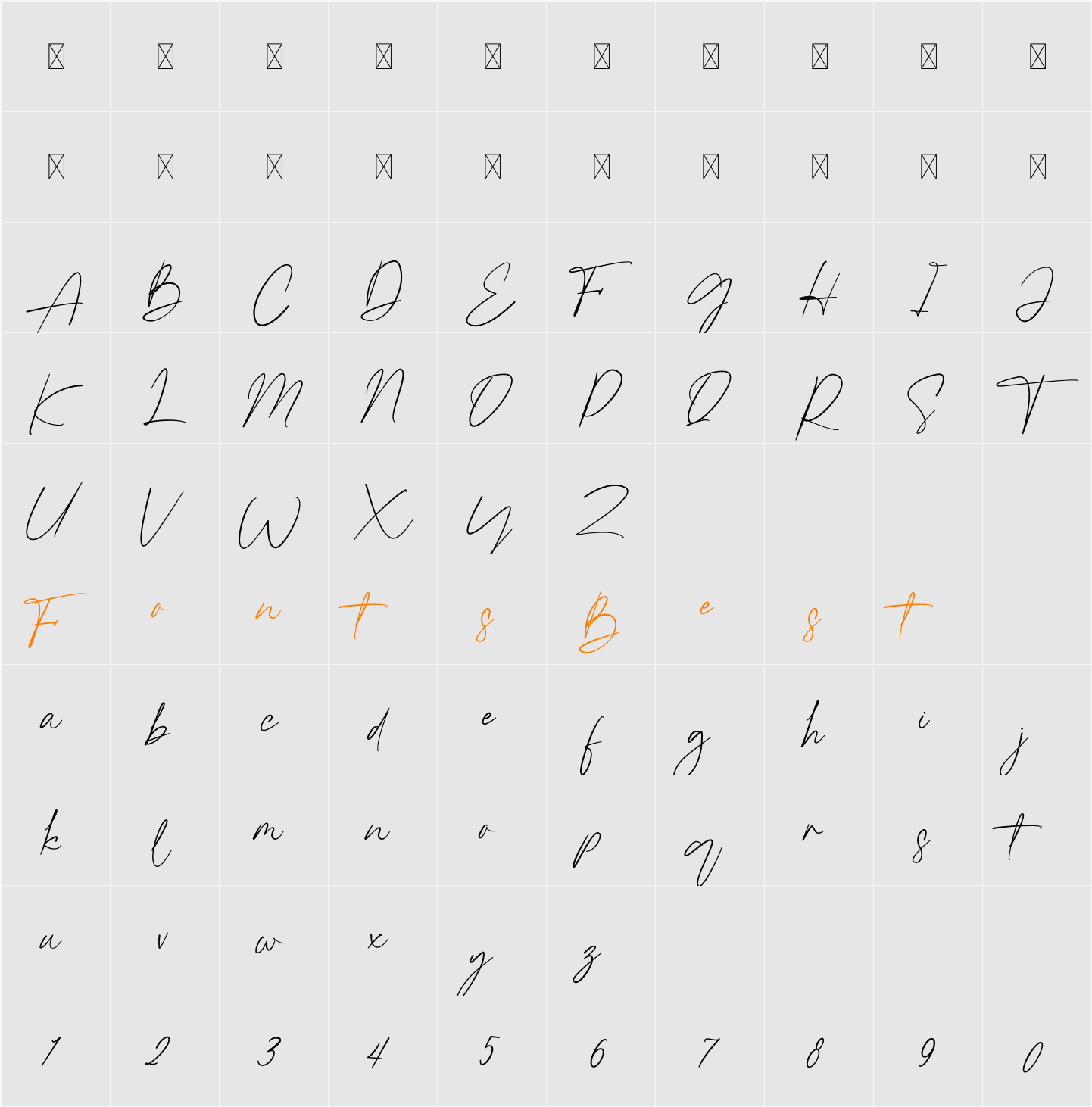 Goldesty Character Map