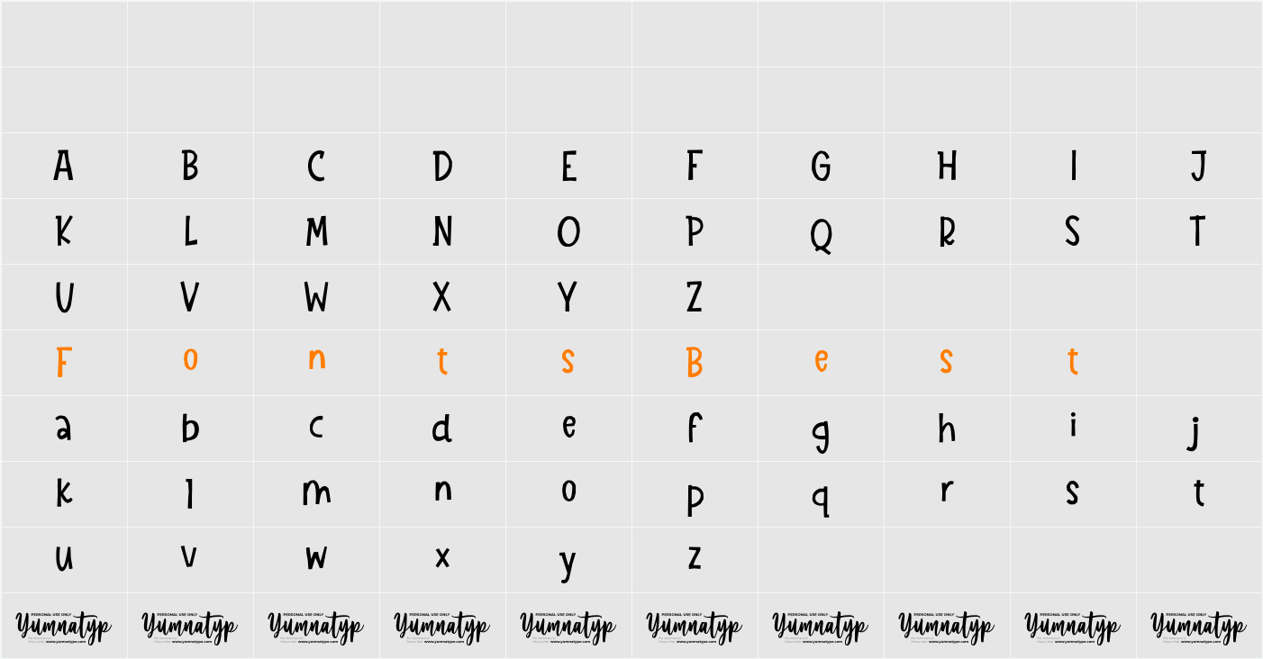 Sparkle Teals Personal Use Character Map