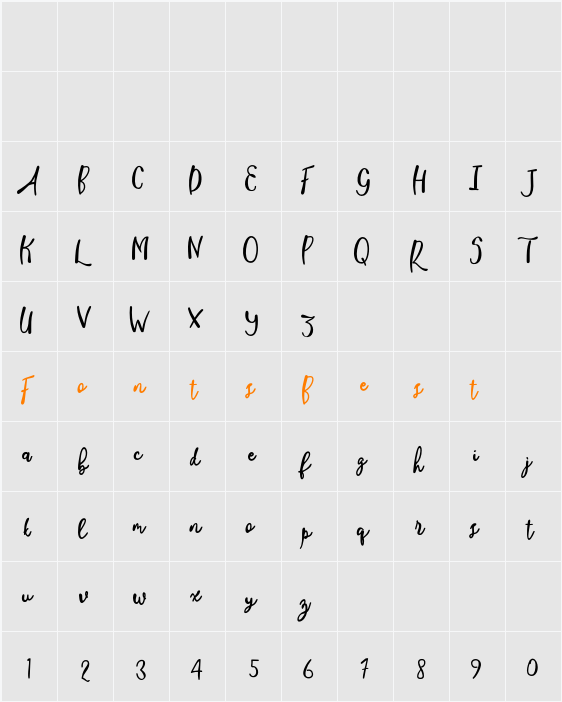 Amelina Script font duo Character Map