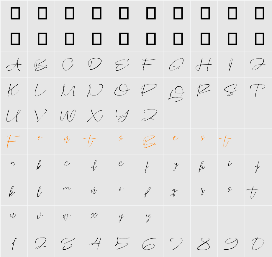 Tambarto Character Map
