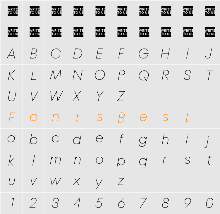 TT Fors Trial Thin Character Map