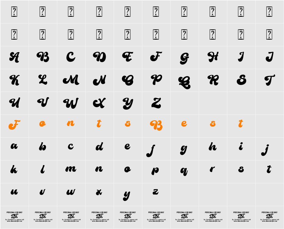 The Bujank Script Character Map