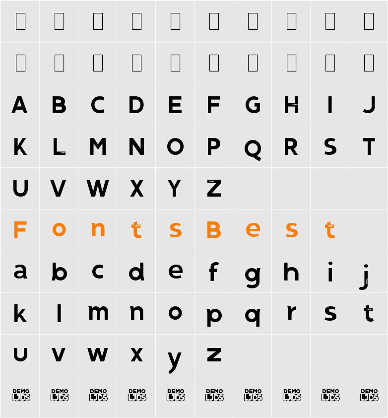 Gospel Sans DEMO Character Map