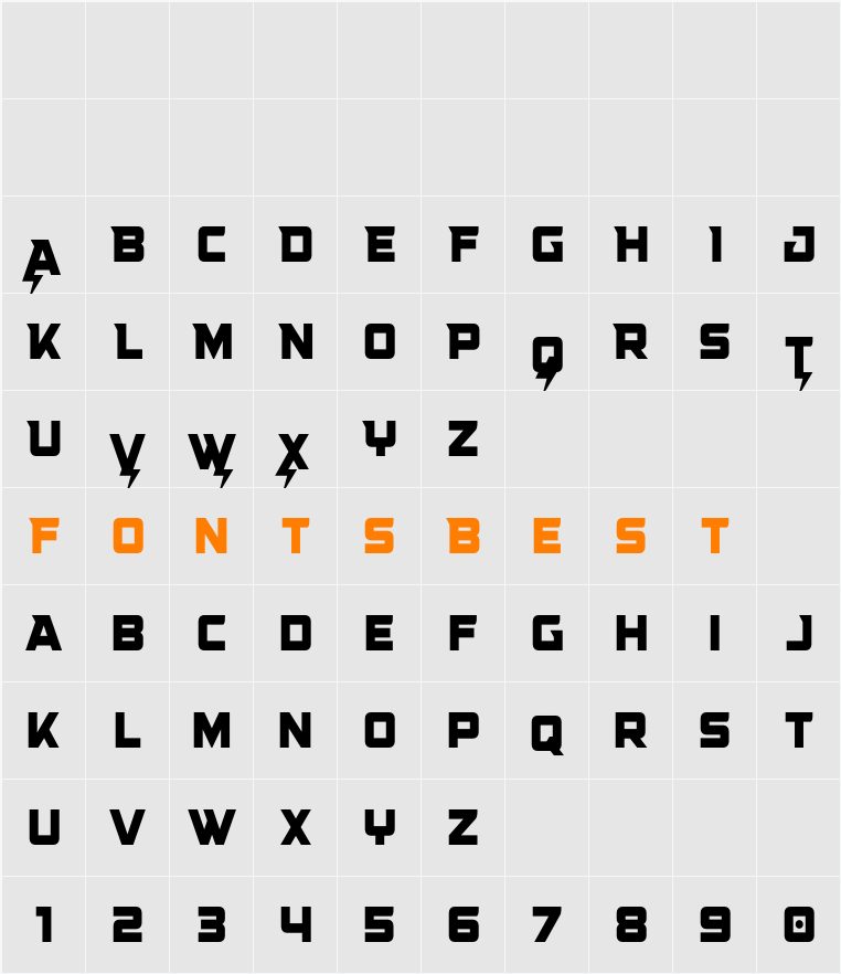 Supercharge Straight Condensed Character Map