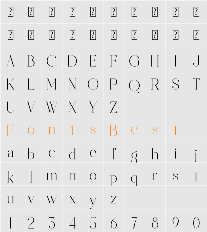 Bastiken Character Map