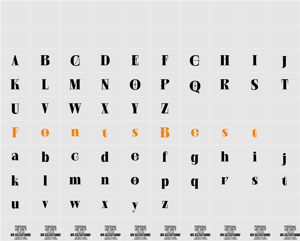 Gothania Serif PERSONAL USE Character Map