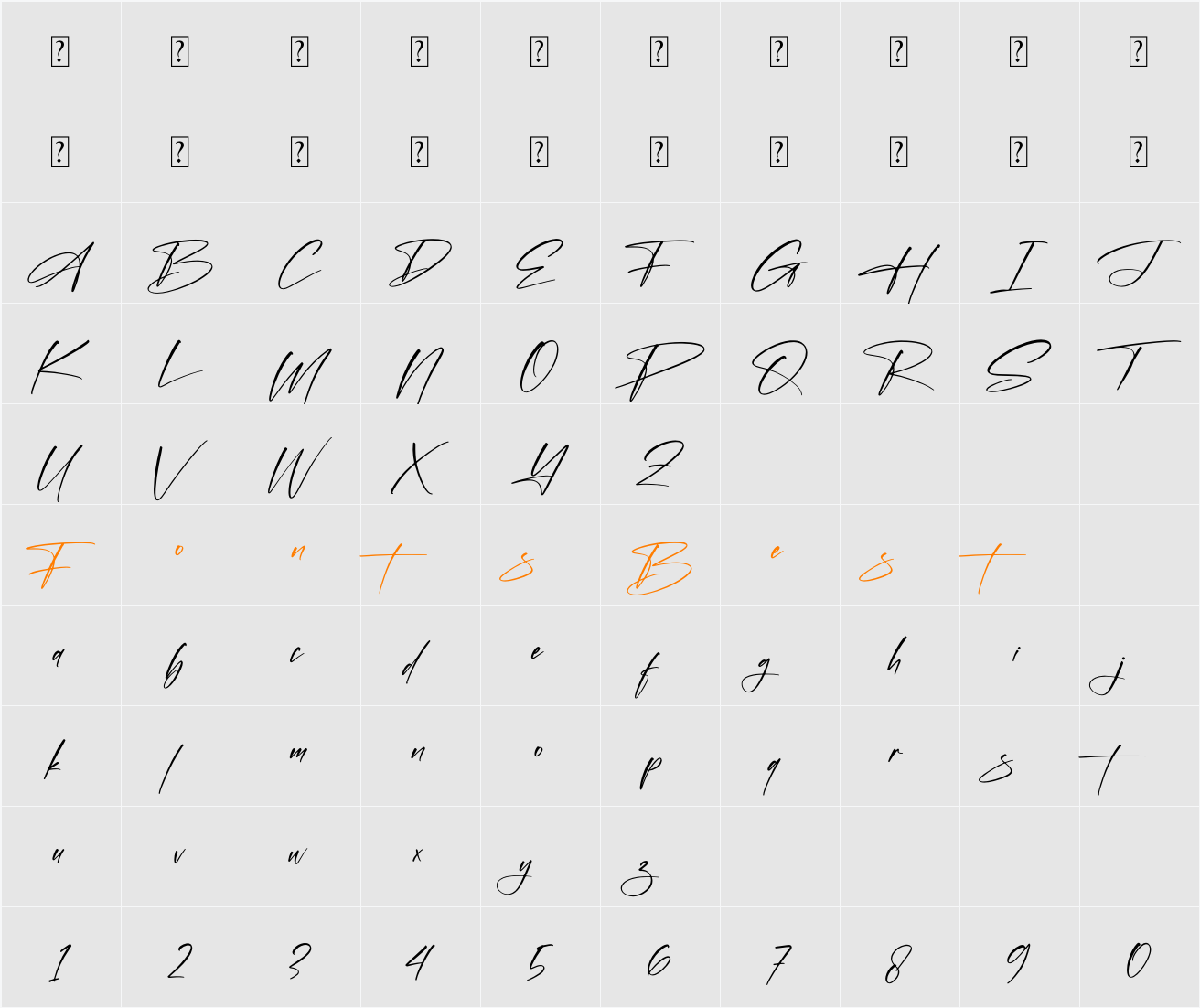 Andalosia Character Map