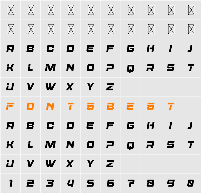 Aerobus Personal Use Character Map