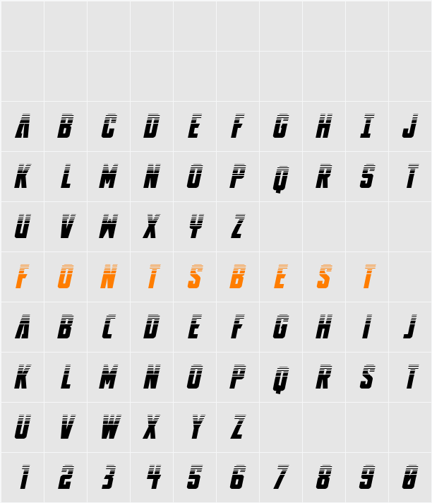 DiaClone Halftone Italic Character Map