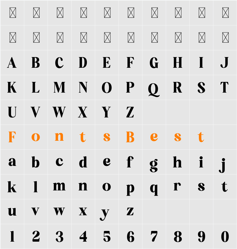 Bredga Character Map