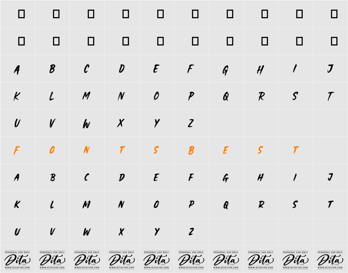 Silent Brush Character Map