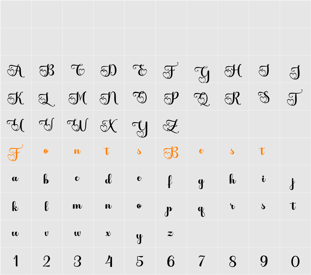 Alista Script Character Map